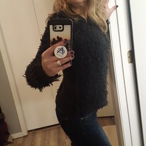 Free People shaggy sweater in black